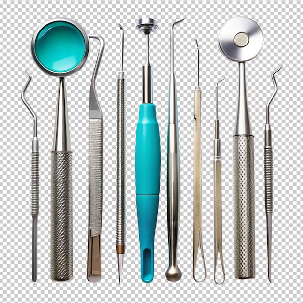 PSD dental tools and equipment isolated on transparent background