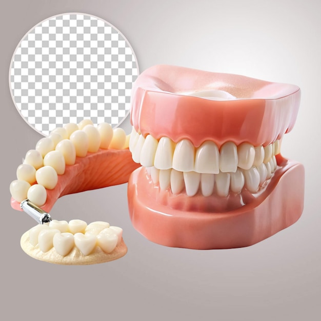 dental veneers on human teeth isolated on transparent background