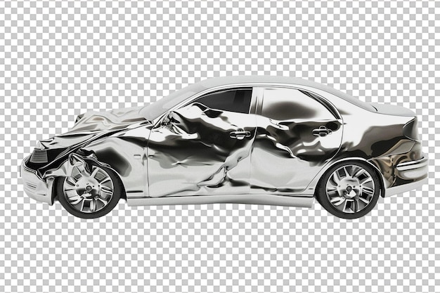 PSD dented car on transparent background