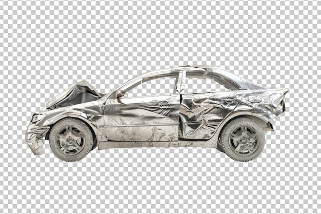 PSD dented car on transparent background