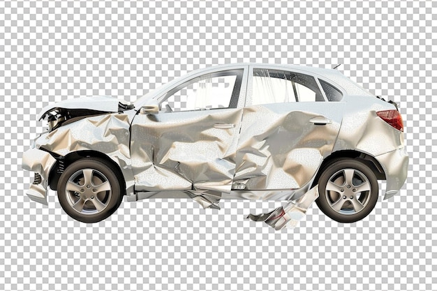 PSD dented car on transparent background