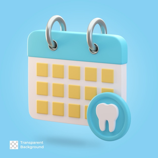 Dentist calendar 3d icon isolated