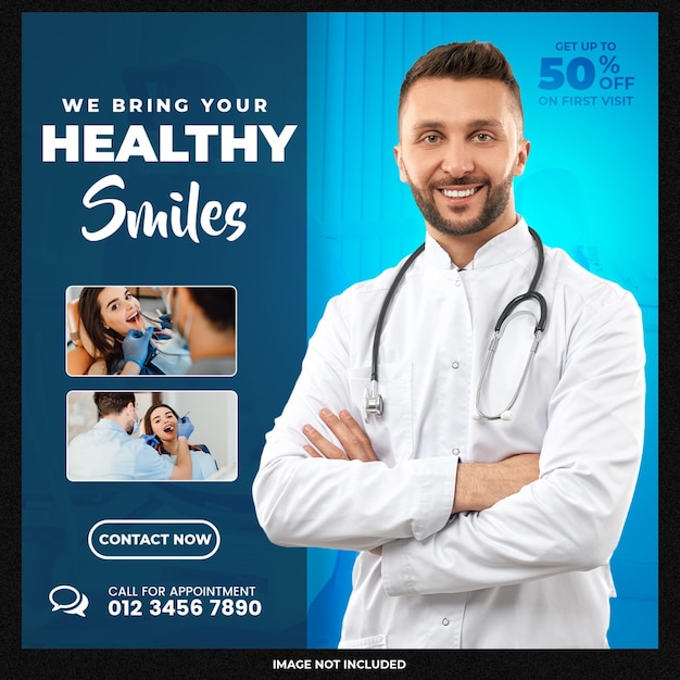 Dentist and dental care social media banner template