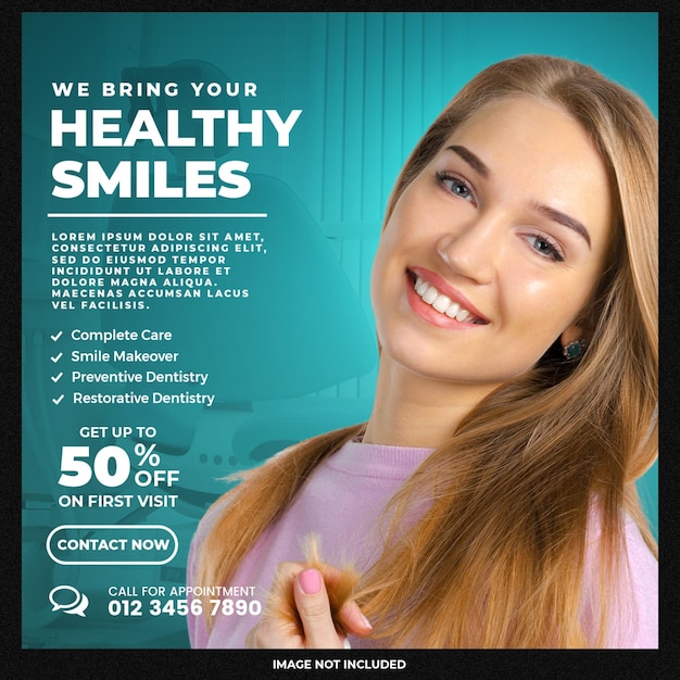 PSD dentist and dental care social media banner template