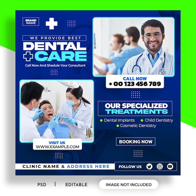 Dentist and dental care social media banner