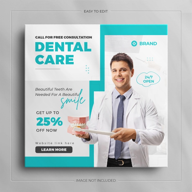 Dentist and health care medical social media and web banner template