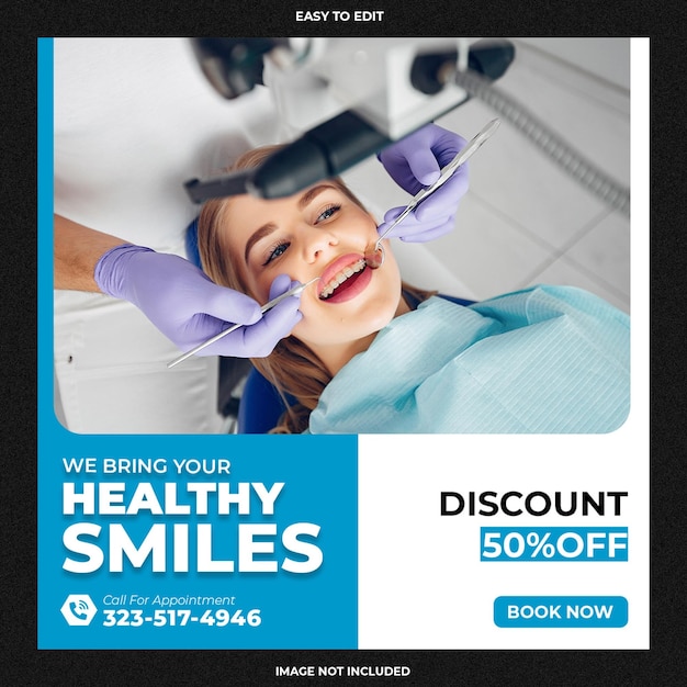 Dentist and health care social media and banner template