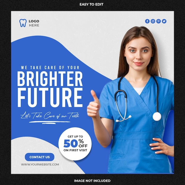 Dentist and health care social media and banner template