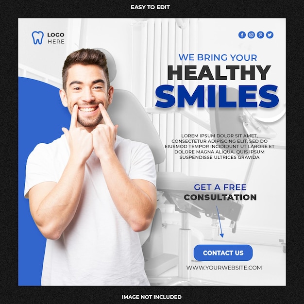 Dentist and health care social media and banner template