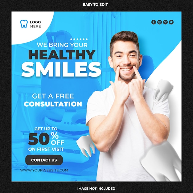 Dentist and health care social media and banner template