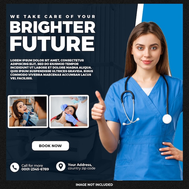 Dentist and health care social media and banner template