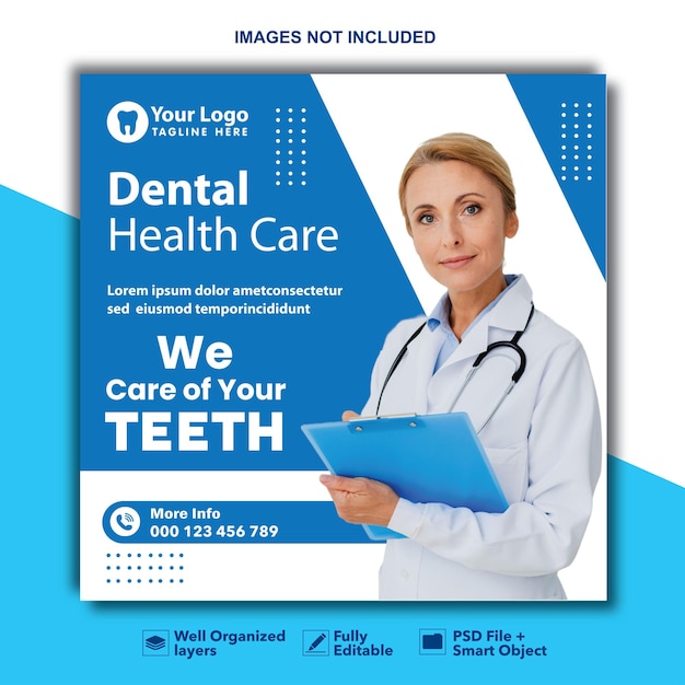 Dentist and health care social media and banner template