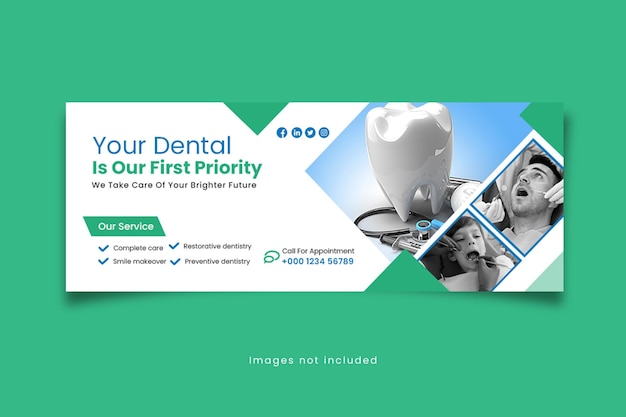 Dentist and health care social media cover or banner template