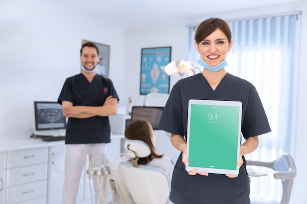 Dentist mockup with tablet