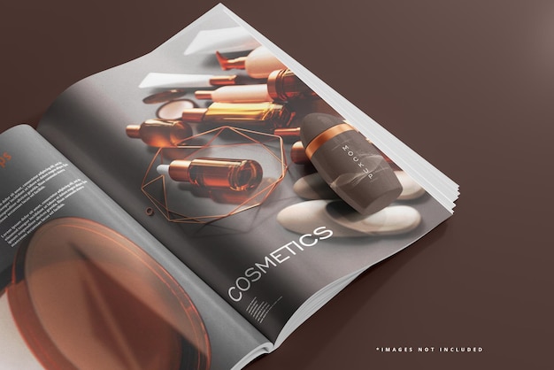 Deodorant bottle and magazine mockup