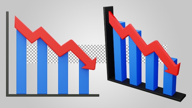 PSD depression crisis chart on transparent background 3d render