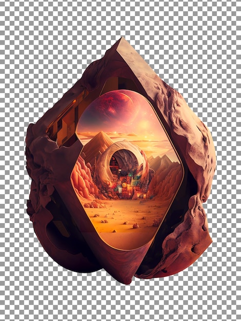 The desert of the future art on transparent background