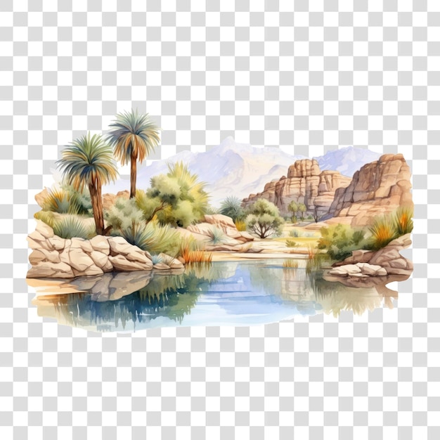 Desert oasis with palm trees