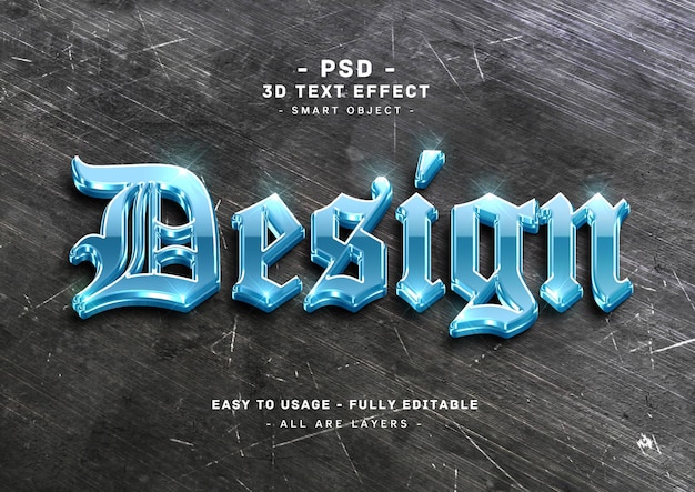 Design 3d blue text style effect