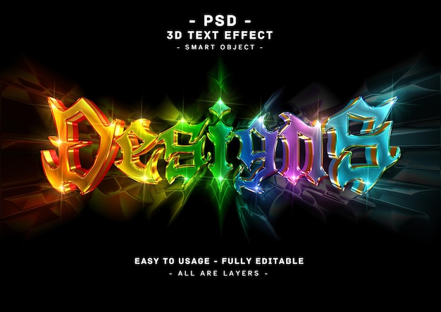 Design 3d colors text effect