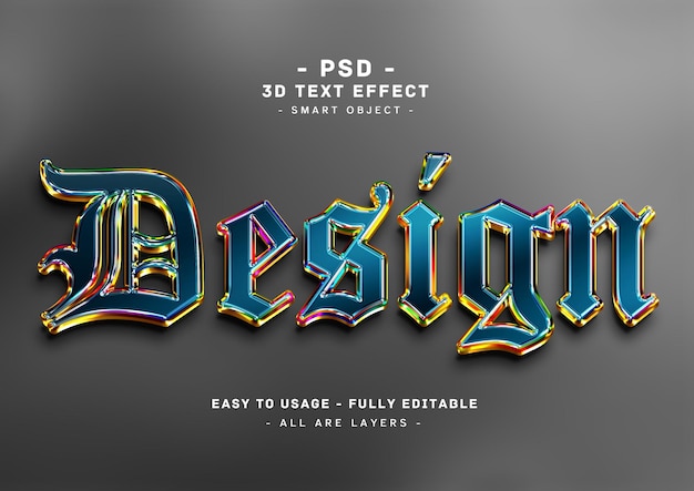 Design 3d colors text style effect