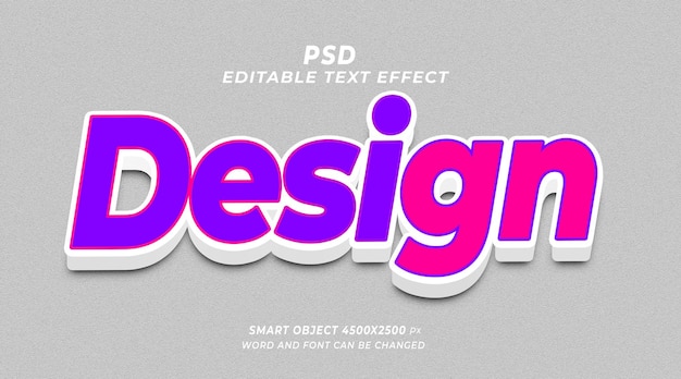 Design 3d editable text effect PSD template with cute background