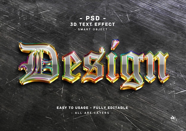 Design 3d glass colors text style effect