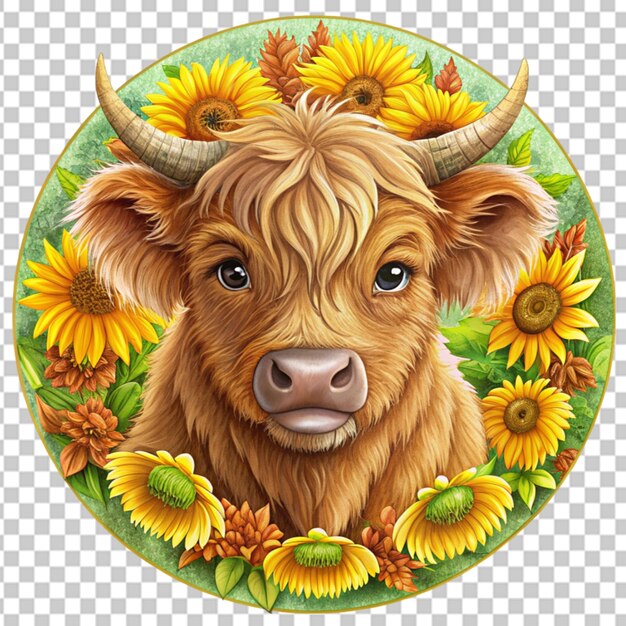 PSD design baby highland cow decorate transparent background