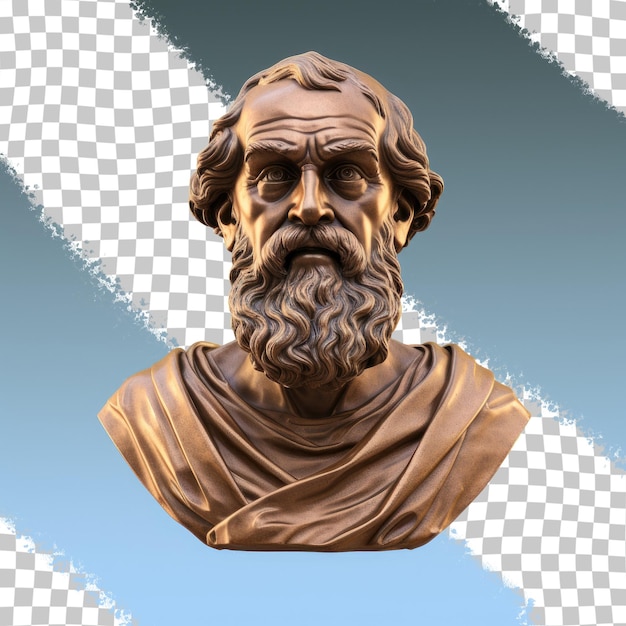 Design element featuring bronze bust of Plato with clipping path