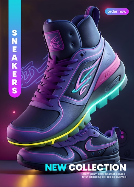 Design for Flyer template with 3d Shoe