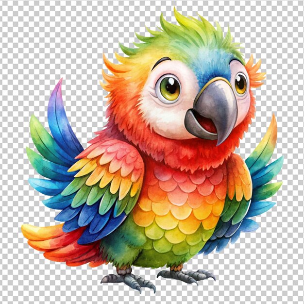 PSD design a fun and colorful watercolor parrot png