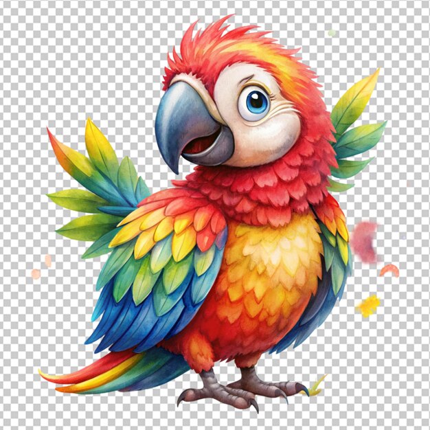 PSD design a fun and colorful watercolor parrot png