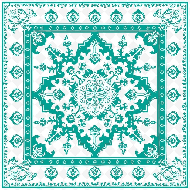 a design in green and blue with a design in the middle