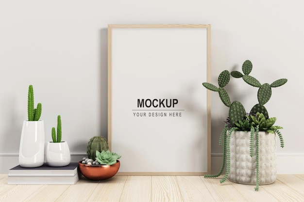 Design space photo frame mockup design in 3d rendering