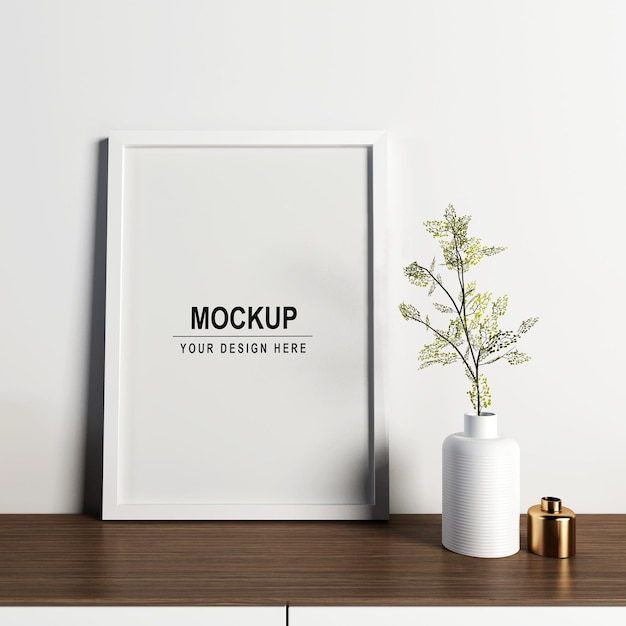 Design space photo frame mockup design in 3d rendering