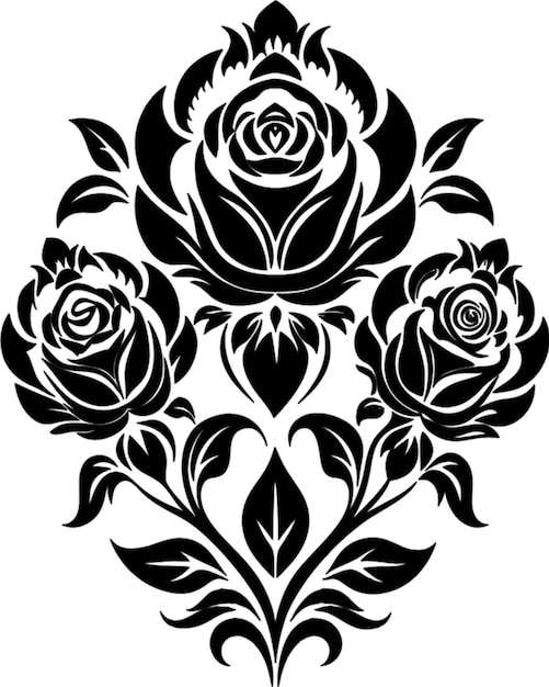 PSD a design with roses and leaves on it