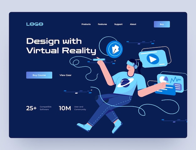 Design with Virtual Reality Gear Website Template