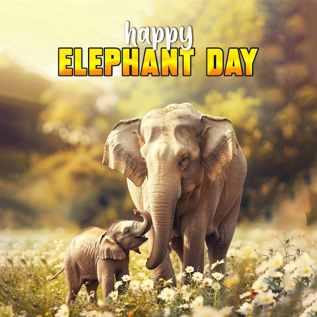 PSD a design of world elephant day concept background design