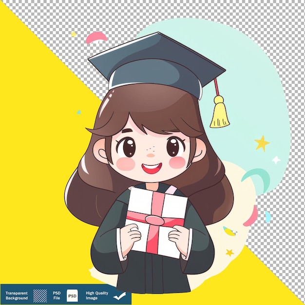 Designer Graduation Cartoon transparent background PNG PSD