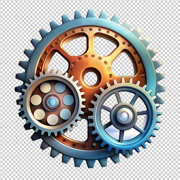 PSD designing gears illustration on white background