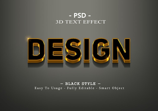 Desing 3d black text effect