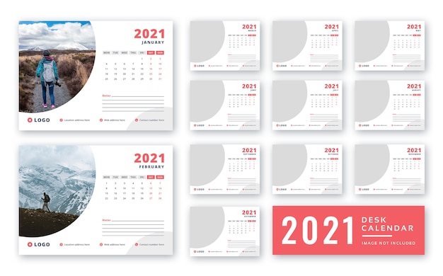 Desk calendar 2021 print ready template