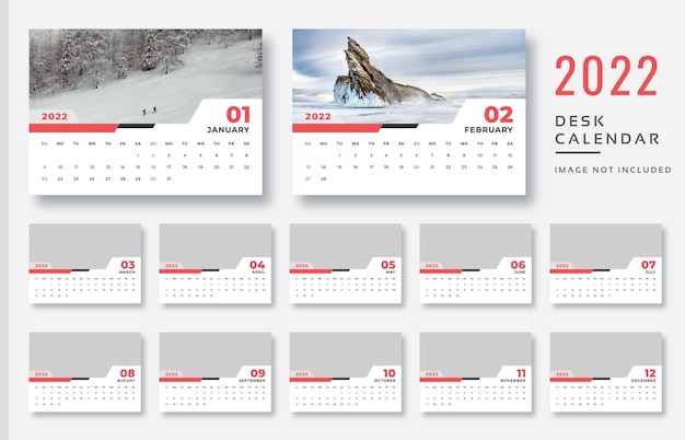 PSD desk calendar 2022 print ready template