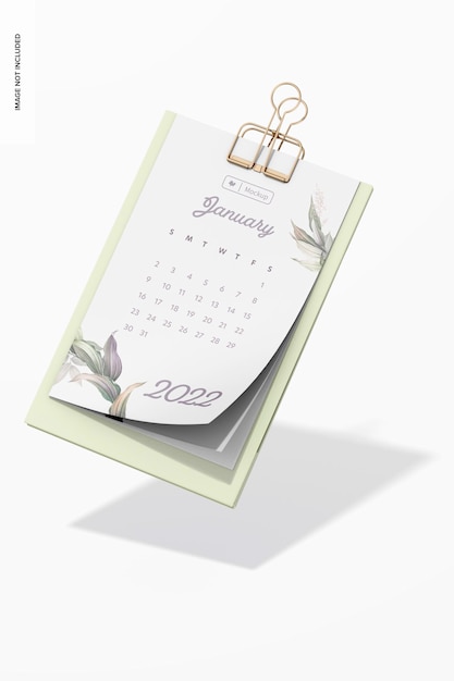 Desk Calendar Mockup, Floating