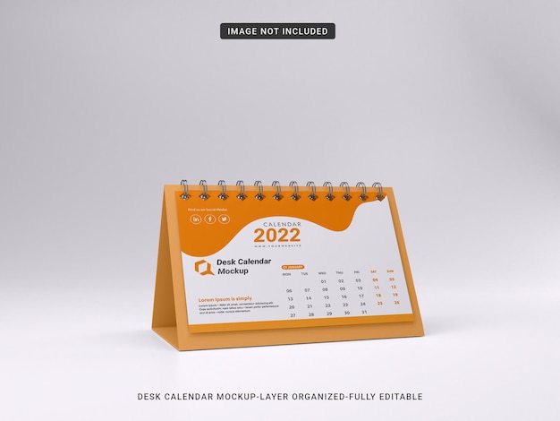 Desk calendar mockup left view