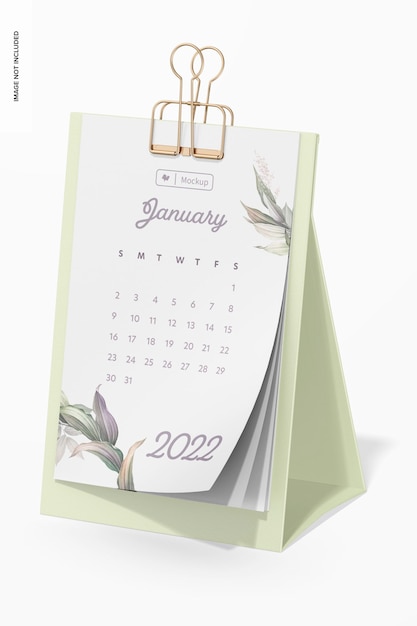 Desk Calendar Mockup, Perspective View