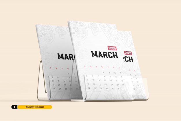 Desk Calendar With Stand Mockup