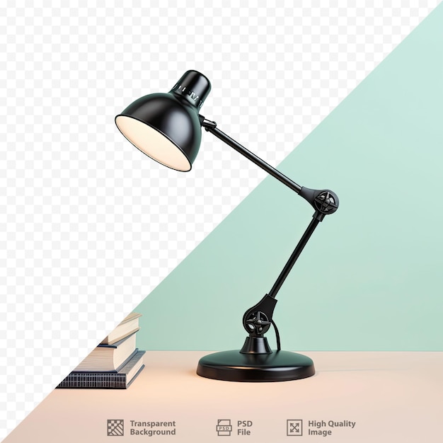 a desk lamp with a book on it and a book on it.