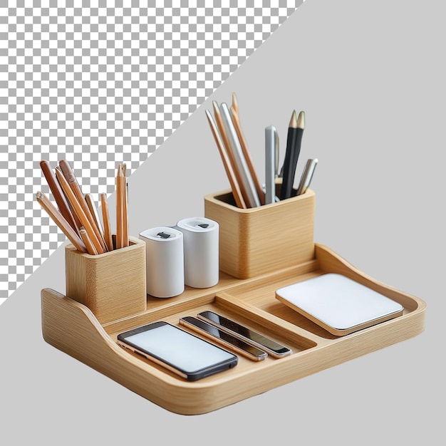 Desk organizers on transparent background