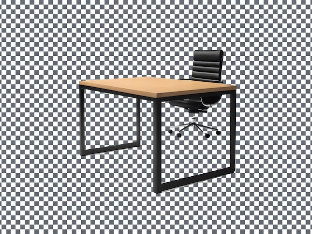 PSD desk with a chair isolated on transparent background